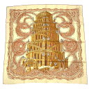 新品同様 HERMES エルメス カレ90 LES RIVIERES DE BABEL バベルの川 スカーフ シルク100% ベージュ(4)