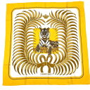 美品 HERMES エルメス カレ90 TIGER ROYAL 王者の虎 カシミヤ シルク スカーフ イエロー(4)