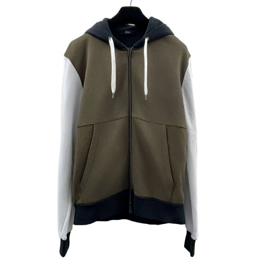 美品 HERNO ヘルノ パーカー Hロゴ トップス メンズ グリーン