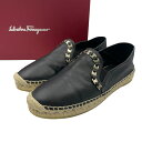 未使用品 Salvatore Ferragamo フェラガモ ローファー エスパドリーユ レザー ブラック サイズ36C 箱付き