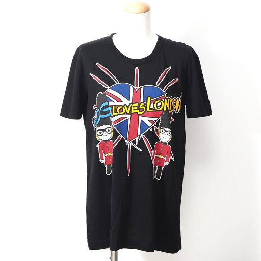美品 ドルチェ&ガッバーナ DOLCE & GABBANA クルーネック 半袖 カットソー Tシャツ 40 ブラック レディース 正規品 美品 ドルチェ&ガッバーナ DOLCE & GABBANA クルーネック 半袖 カットソー Tシャツ 40 ブラック レディース 正規品