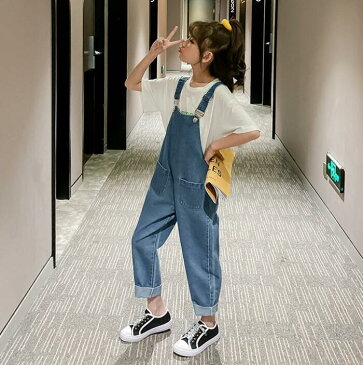 オーバーオール パンツ カジュアル デニム ロングパンツ こども デニムサロペット ベビー ジュニア KIDS 子供服 ジーンズ デニム オーバーオール オールインワン パンツ サロペット 無地 カジュアル 女の子 110cm 120cm 130cm 140cm 150cm 160cm 170cm