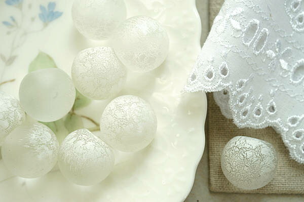 パール調　氷裂文　ボタン　直径20mm　単位一個　半透明