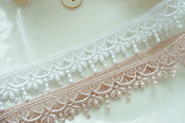 可愛い　水玉　チャーム　ケミカルレース　最大幅18mm　単位1m　全二色