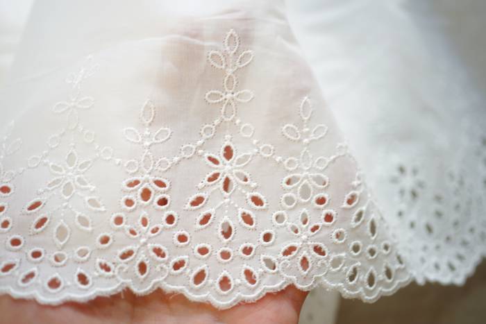Battenberg Lace - 広幅　花柄刺繍　綿レース　幅210mm　単位1m　オフホワイト