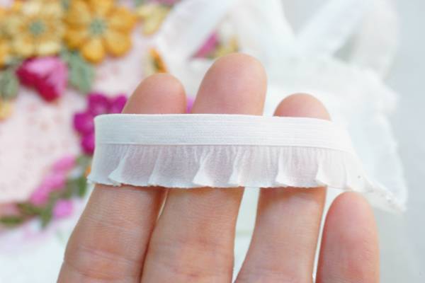 Rakuten - ウェーブ感　ストレッチレース 　幅15mm　単位1m　ホワイト