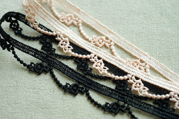 小花　チャーム　ケミカルレース　最大幅15mm　単位1m　全二色