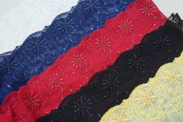 ＜新色入荷＞＜150円コーナー＞＜返品不可＞キラキラ糸　雪の花　刺繍　チュールレース　幅140‐190mm　単位50cm　全五色 tomato-ya-10007072 トマト屋 サンプル画像3