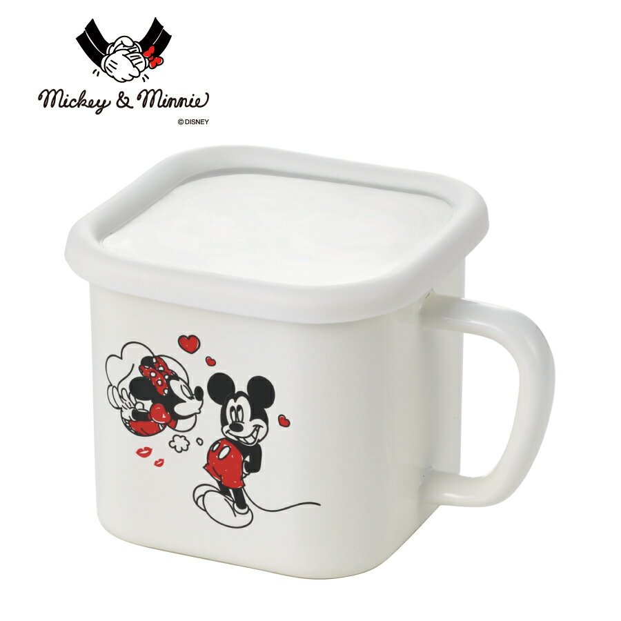 ディズニー「Disney」ミッキー&ミニー「Mickey＆Minnie」 ・ホーローマルチスクエアポット ／MMJ-01 　角型ポット 天ぷら キッチン 保存容器 マルチポット 味噌ポット