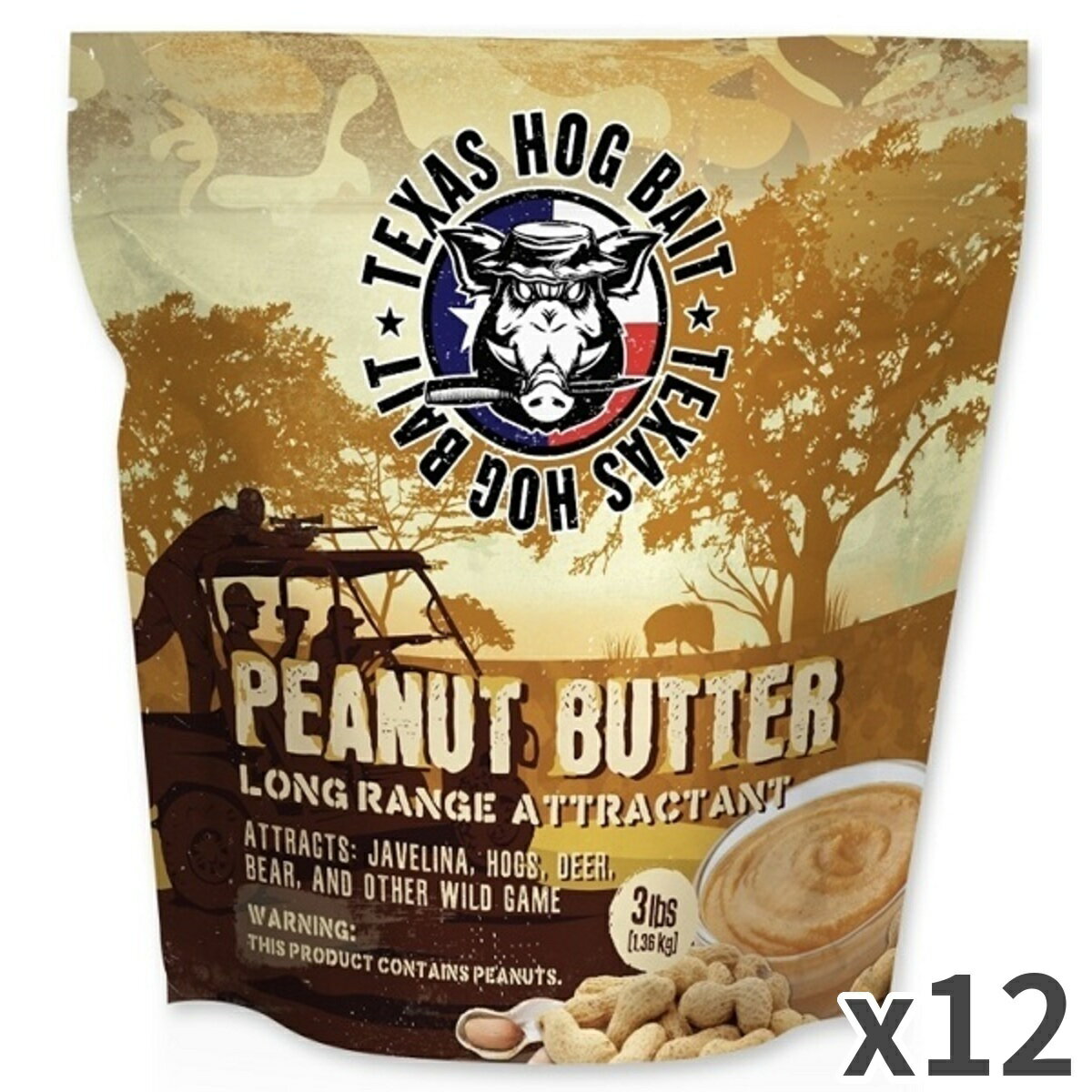 TEXAS HOG BAIT（テキサス ホグベイト） ピーナッツバター【粉末タイプ】 1.36kg ×12袋入