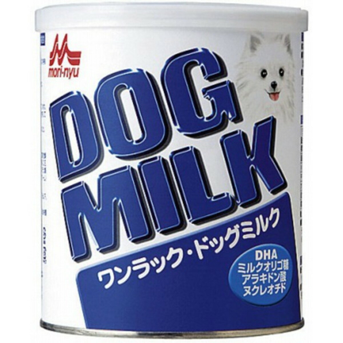 　森乳サンワールド ワンラックドッグミルク[仔犬] 犬用 270g×24入幼犬用の特殊調製粉乳(総合栄養食)です。成犬にもご利用いただけます。成分を犬の母乳に近づけてありますので、生まれたばかりの幼犬をワンラック・ドッグミルクだけで保育することができます。乳糖を調整してあり、おなかに優しいミルクです。ドコサヘキサエン酸（DHA）を強化、種々の生理機能を有するヌクレオチド（核酸）を強化しました。ミルクオリゴ糖を配合でおなかの中のビフィズス菌が増殖しやすくなりました。原材料/材質乳たん白質、動物性脂肪、脱脂粉乳、植物性油脂、卵黄粉末、ミルクオリゴ糖、乾燥酵母、pH調整剤、乳化剤、L-アルギニン、L-シスチン、DHA、ビタミン類(A,D,E,B1,B2、パントテン酸、ナイアシン、B6、葉酸、カロテン、B12、C、コリン)ミネラル類(Ca,P,K,Na,Cl,Mg,Fe,Cu,Mn,Zn,I,Se)、ヌクレオチド、香料(ミルククリーム)主成分祖蛋白質35%以上粗脂肪34%以上粗繊維0.3%以下粗灰分7.5%以下水分5%以下その他/注意等開封後はポリキャップをして湿気の少ない涼しい場所に保管し、1ヶ月以内にご使用ください。冷蔵庫での保存は避けてください。カロリー552kcal/100g原産国日本