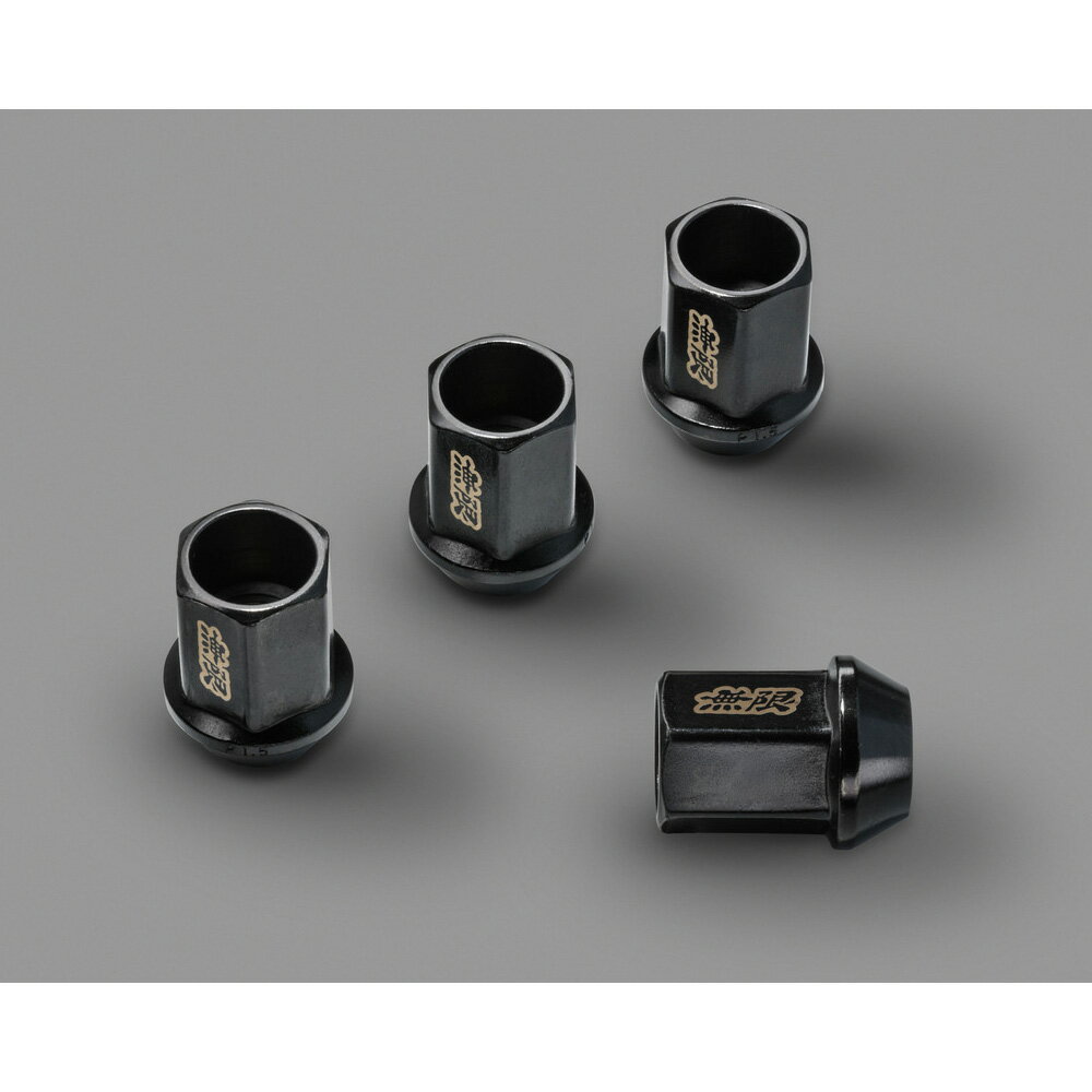 無限 レーシングナット 4本入り 貫通型 M12×P1.5 L=28mm 17HEX 無限ロゴ入りブラック 08183XG8K2S0BL