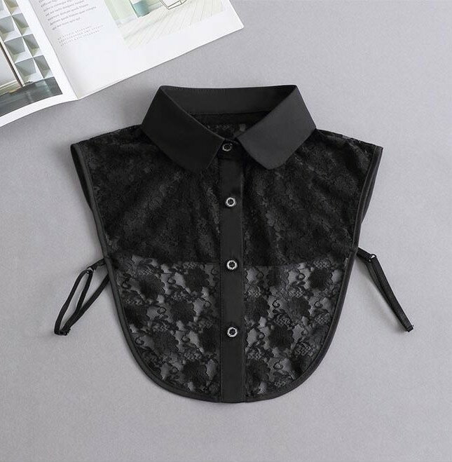 付け襟 花柄レース 付け衿 透けレース ホワイト つけえり 森ガール アジャスター付き ファッション小物..