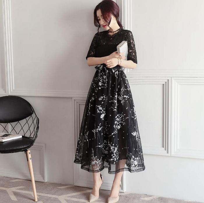 送料無料　パーティードレス ミモレ丈　花嫁ウェディングドレス 結婚式　ワンピース　体型カバー Aライン　大きいサイズ 透け感　パーティードレス　披露宴/入学式/七五三/発表会/二次会