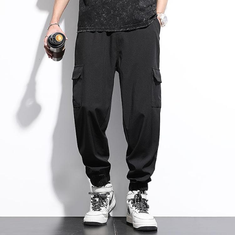 送料無料 アイスシルクパンツ メンズ 冷感パンツ 接触冷感 カーゴパンツ 速乾 カジュアルパンツ ジョガーパンツ サマーパンツ ポケット付き 九分丈 薄手 春 夏 涼しい 長ズボン トレーニング スポーツ S M L XL 2XL 3XL