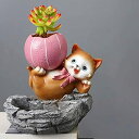 フラワーポット 綺麗な置物 サボテン鉢 鉢 動物 アニマル プランター 植木鉢 猫 オシャレ おきもの 置物 動物の置物 ガーデンオーナメント 庭彫刻の装飾 庭アート飾り 花壇 ガーデニング置物 庭の