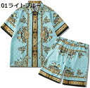 セットアップ メンズ 夏服 上下 ボタンダウン アロハシャツ 2点セット Tシャツ メンズ ハーフパンツ ゆったり ビッグシルエット ジャージ メンズ 父の日 ...