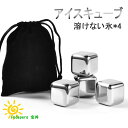 【送料無料】アイスキューブ ステンレス 氷 溶けない氷 ステンレス氷 父親 誕生日 プレゼント 男性 父の日のプレゼント お酒 タンブラー おしゃれ プレゼント 4個入 袋付き