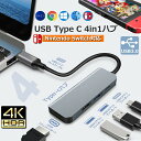 ★超祭り限定ポイント2倍★USB Type C HDMI アダプタ Nintendo Switch hdmiポート + USBタイプC高速PD充電ポート + USB 3.0高速ポート + USB2.0ハブポート 4-in-1 変換