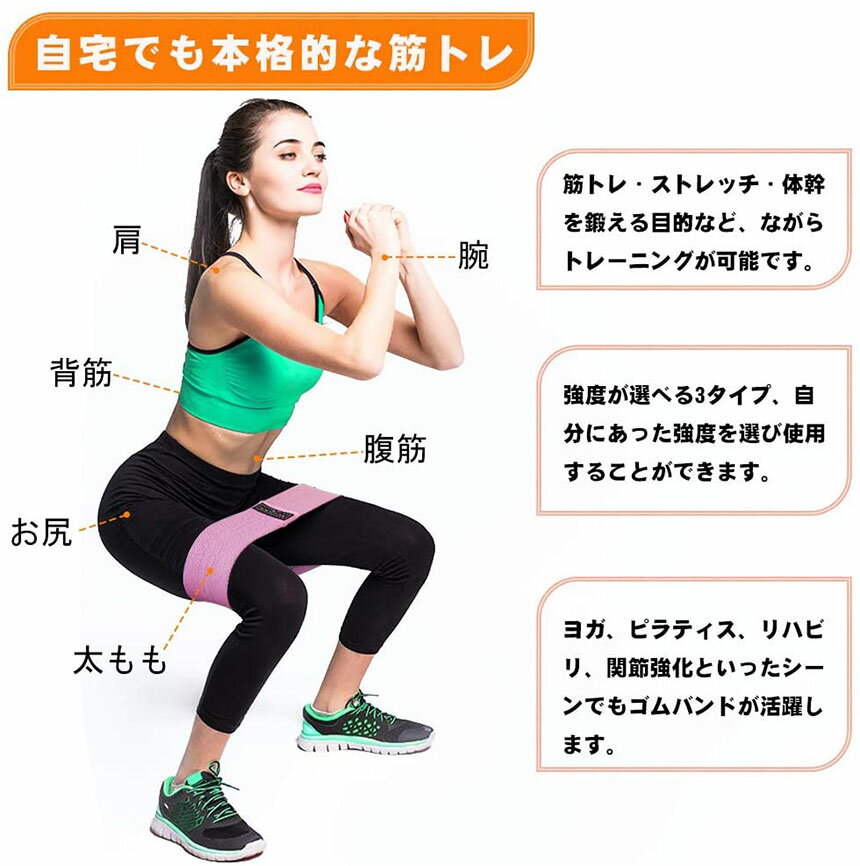 エクササイズバンド 強度別3本セット 2Type トレーニングチューブ トレーニングバ...