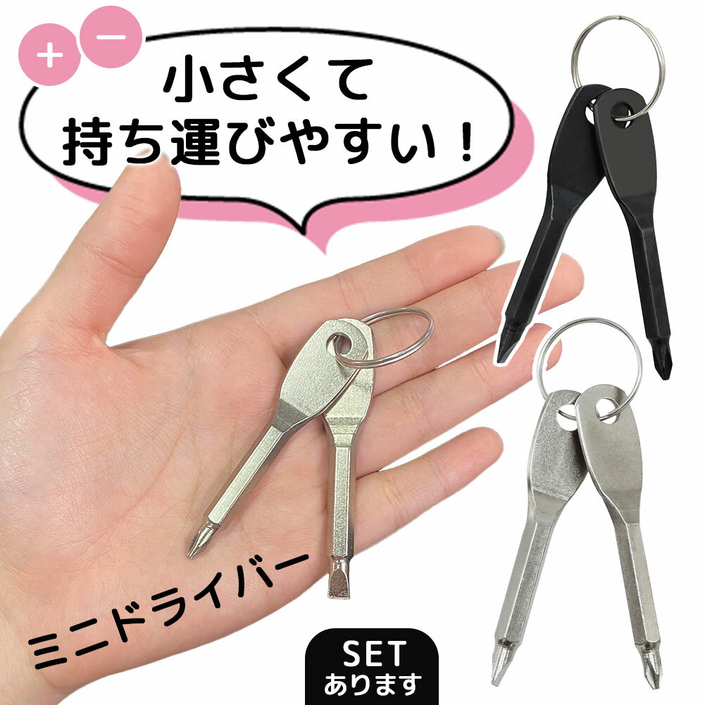キーリング付き ミニドライバー 2色選べる ブラック 黒 シルバー プラスドライバー マイナスドライバー 工具 キーホルダー 持ち運び 携帯 ドライバー 小さい...