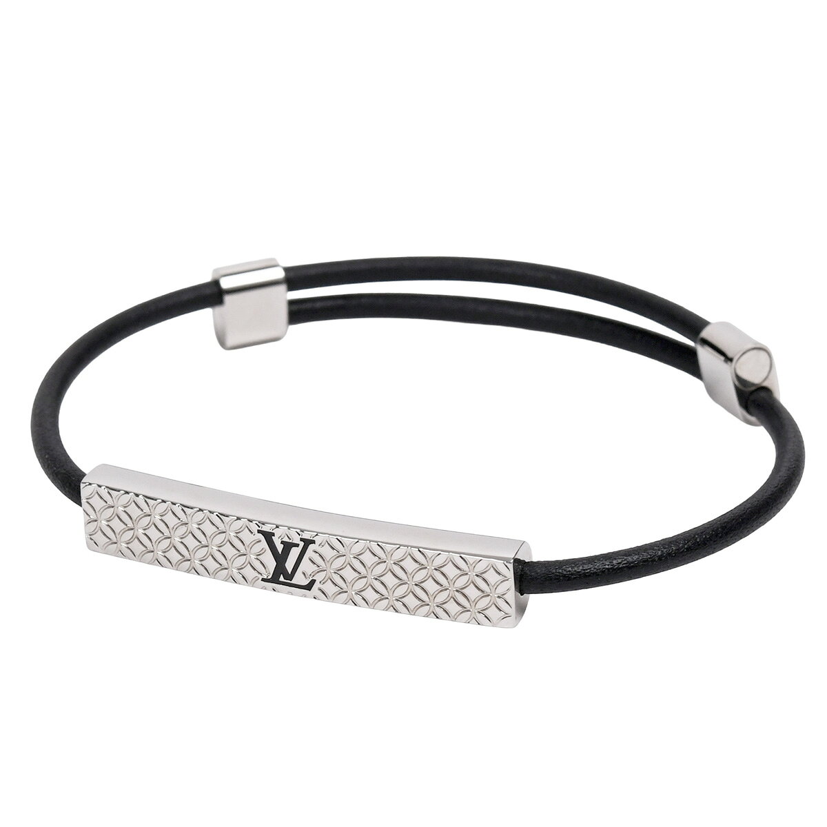 ルイヴィトン LOUIS VUITTON ブレスレット シャンゼリゼ ブラスレ アクセサリー メタル レザー シルバー ブラック 黒 M8332Z 新品同様 【中古】