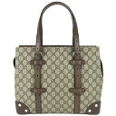 ハンドバッグ ＼＼GW中も休まず発送！／／ グッチ GUCCI GGスプリーム トートバッグ ディテール付 643814 ハンドバッグ キャンバス レザー ブラウン 茶 メンズ レディース【新品同様】