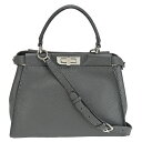 フェンディ FENDI セレリア ピーカブー レギュラー ミディアム 2way ハンドバッグ PEEKABOO 8BN290 レザー グレー シルバー金具 ショ...