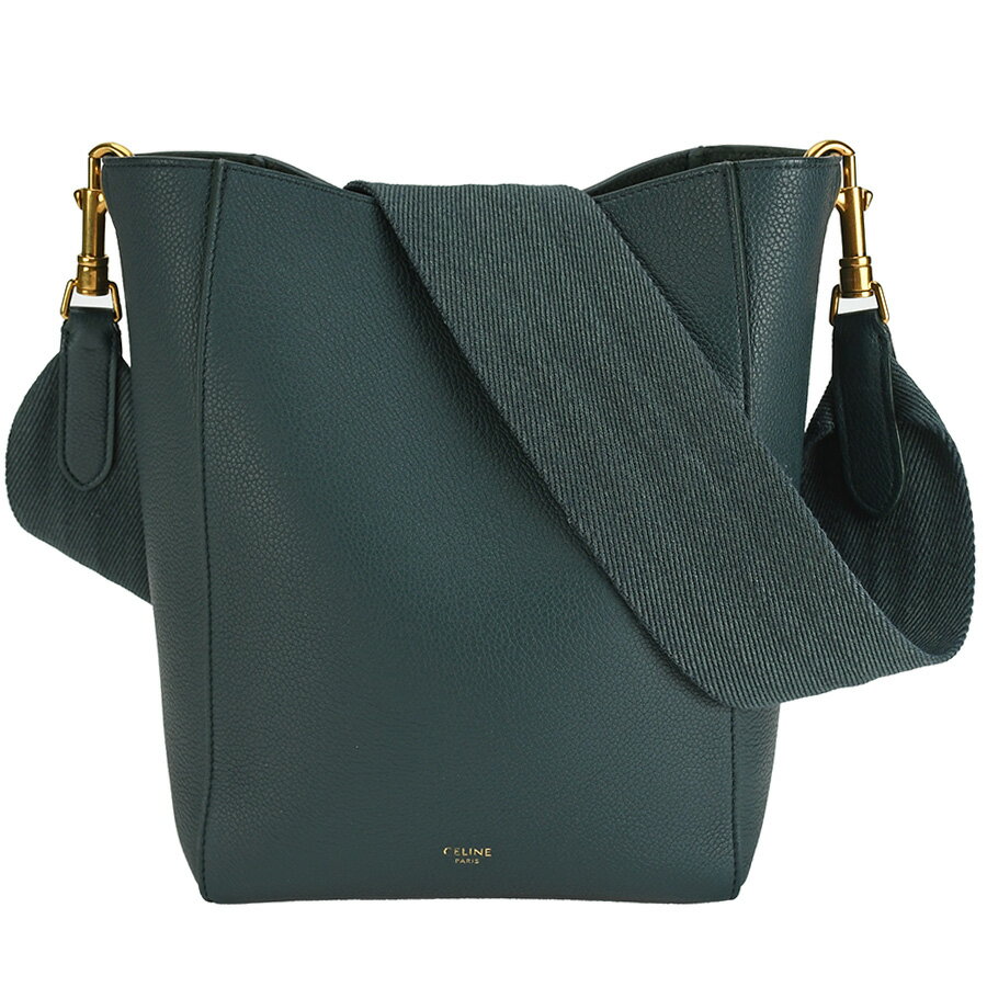 ＼＼クーポンで値引！ポイント5倍！／／ セリーヌ CELINE サングル バケット スモール ショルダーバッグ 189303 レザー アマゾン グリーン ワンショルダー 肩掛け レディース 【中古】のサムネイル