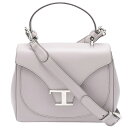 トッズ TOD'S Tタイムレス TIMELESS 2wayハンドバッグ レザー グレー シルバー金具 トップハンドル ショルダー レディース 【中古】