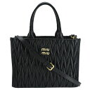 ＼＼GW中も休まず発送！／／ 新入荷 ミュウミュウ MIUMIU マテラッセ トートバッグ 5BG258 ハンドバッグ 2way ショルダー ブラック 黒 ゴールド金具 レザー レディース【中古】