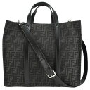 フェンディ FENDI FFジャカード ショッパー2way トートバッグ 7VA390 ファブリック レザー グレー ブラック シルバー金具 ズッカ柄 ショルダ...