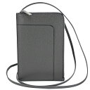 ヴァレクストラ Valextra ヴァーティカル インヴィジブル ショルダー ポシェット INVISIBLE レザー グレー シルバー金具 クロスボディ 【中古...