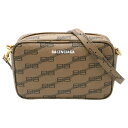 バレンシアガ BALENCIAGA カメラバッグ BB モノグラム シグネチャー ショルダーバッグ 702701 PVC ブラウン 茶 ゴールド金具 クロスボデ...