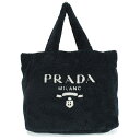 プラダ PRADA テリー トートバッグ レタリング ロゴ 1BG130 パイル ブラック 黒 ワンショルダー 肩掛け レディース 【中古】