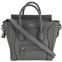 セリーヌ CELINE ラゲージ ナノショッパー ハンドバッグ 189243 レザー コール グレー 2way ショルダー 斜め掛け レディース 【中古】