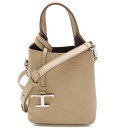 トッズ TOD'S ハンドバッグ マイクロ 2way ショルダーバッグ Tタイムレス XBWAPAT900 レザー ベージュ シルバー金具 Tチャーム レディー...