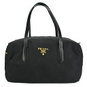プラダ PRADA ミニボストンバッグ ハンドバッグ ロゴ金具 テスート ナイロン レザー ブラック 黒 ゴールド金具 レディース 【中古】