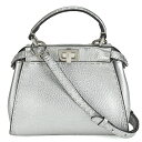 フェンディ FENDI セレリア ピーカブー ミニ スモール 2way ハンドバッグ 8BN244 レザー シルバー シルバー金具 ショルダー レディース 【中...