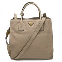 プラダ PRADA ヴィッテロダイノ 2way トートバッグ ハンドバッグ トライアングルロゴ BN2671 レザー グレー ベージュ ゴールド金具 ショルダー...