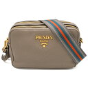 プラダ PRADA ヴィッテロダイノ ショルダーバッグ ロゴ 1BH082 レザー グレー ベージュ ゴールド金具 クロスボディ 斜め掛け レディース 【中古】
