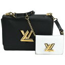 ルイヴィトン LOUIS VUITTON エピ ツイスト MM ショルダーバッグ M55683 ブラック ホワイト ゴールド金具 レザー チェーン 斜め掛け L...