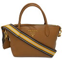 プラダ PRADA 2way ハンドバッグ ショルダーバッグ ロゴ金具 1BA111 レザー ブラウン ゴールド金具 ミニトート 斜め掛け レディース 新品同様...