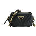 プラダ PRADA チェーン ショルダーバッグ トライアングルロゴ キルティング Vステッチ 1BH102 レザー ブラック 黒 ゴールド金具 クロスボディ 斜...
