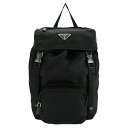 プラダ PRADA トライアングルロゴ バックパック 1BZ039 テスート ナイロン Re-Nylon サフィアーノレザー ブラック 黒 三角ロゴ リュック ...