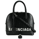 バレンシアガ BALENCIAGA VILLE ヴィル トップ ハンドル 550645 ハンドバッグ 2way ショルダー クロコ型押し レザー ブラック 黒 ...
