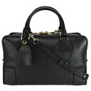 ロエベ LOEWE アマソナ 36 2way ハンドバッグ アナグラム パイソン レザー ブラック 黒 ゴールド金具 ショルダー レディース 【中古】