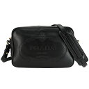 プラダ PRADA ショルダーバッグ 型押し ロゴ クロスボディバッグ 1BH089 レザー ネロ ブラック 黒 ゴールド金具 ポシェット 斜め掛け【中古】
