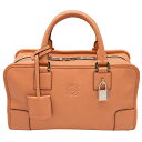 ロエベ LOEWE アマソナ28 ハンドバッグ アナグラム 352.45 レザー オレンジ ベージュ シルバー金具 ミニボストン レディース 【中古】
