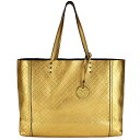 ボッテガヴェネタ BOTTEGA VENETA イントレッチオ ミラージュ トートバッグ 298780 ゴールド レザー ショルダー 肩掛け ハンドバッグ【中古...